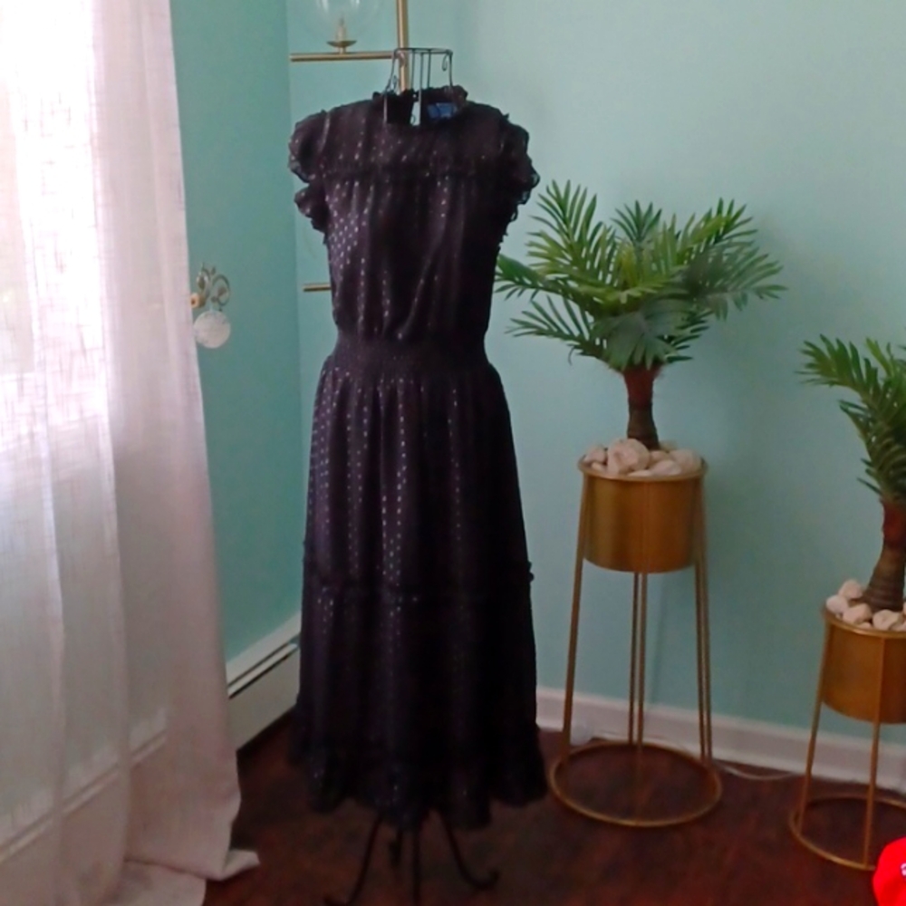 NWT Black Polka Dot Dress Shimmer Small